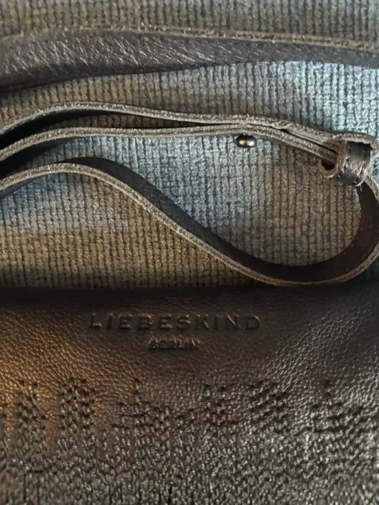 Liebeskind Croc Printed Black Leather Bag - Picture 3 of 9